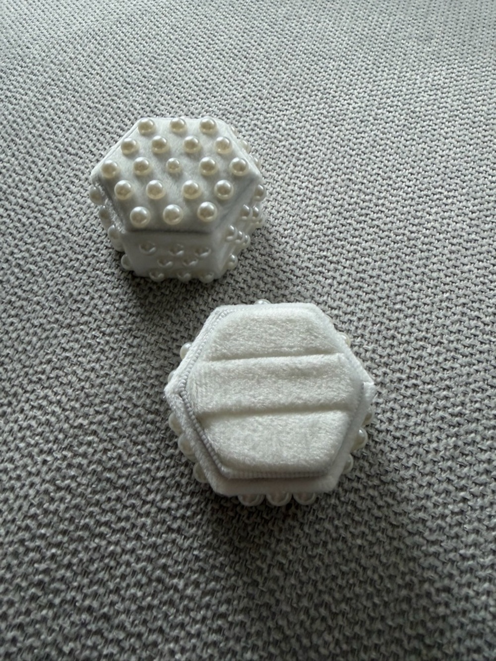 Hexagonal White Pearl-Trim Jewelry Box